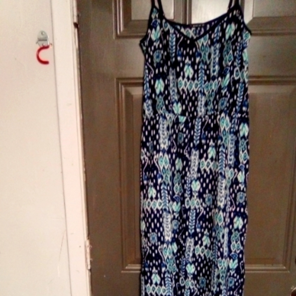 RENUAR ladies blue print sundress. Size 38.